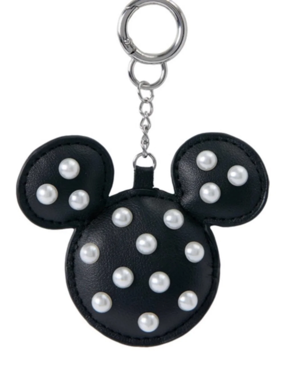 Disney Aldi Black Mickey Mouse Faux Pearl Stud Keychain Charm Bag Charm NWT